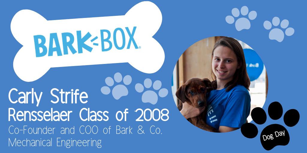 Our @rpi alumnae and alumni change the world every day in many facets including for our pets! In honor of @NationalDogDay, we celebrate Carley Strife ’08, Co-Founder and C00 BARK &amp; Co. the provider of the popular @barkbox! #NationalDogDay #DogDay