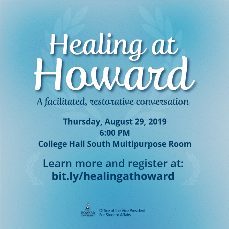 What&#39;s on your mind? What do you need to share? What do you need to hear from others at @HowardU?   Bring it to #HealingAtHoward on 8/29.   Register now: 