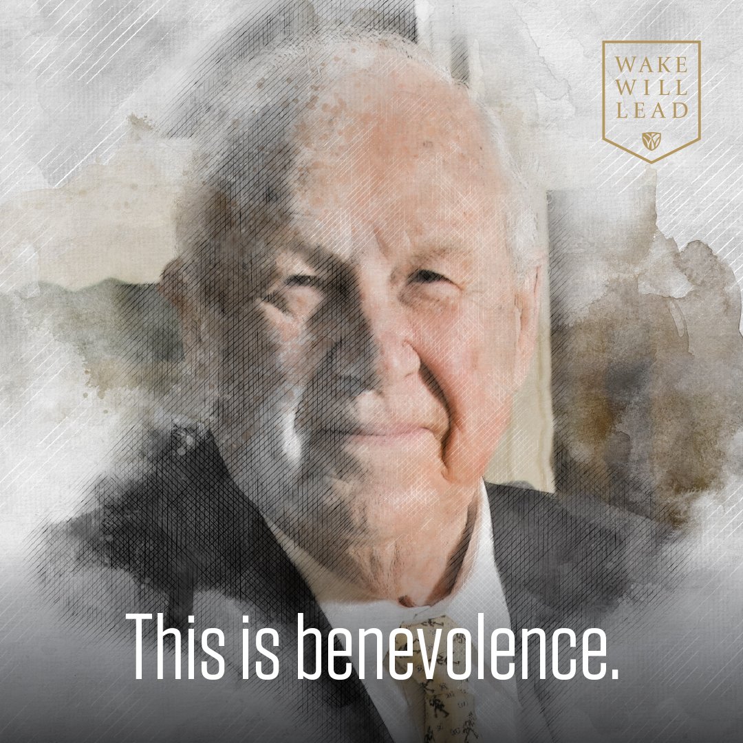 This is leadership. Exemplary, visionary Porter Byrum (JD ’42) fought in Battle of Bulge, helped liberate concentration camp w/@USArmy. Didn’t charge hourly fees as lawyer. Early commercial real estate, aviation investor. Support of @WakeForest has educated, inspired. #WakeWill