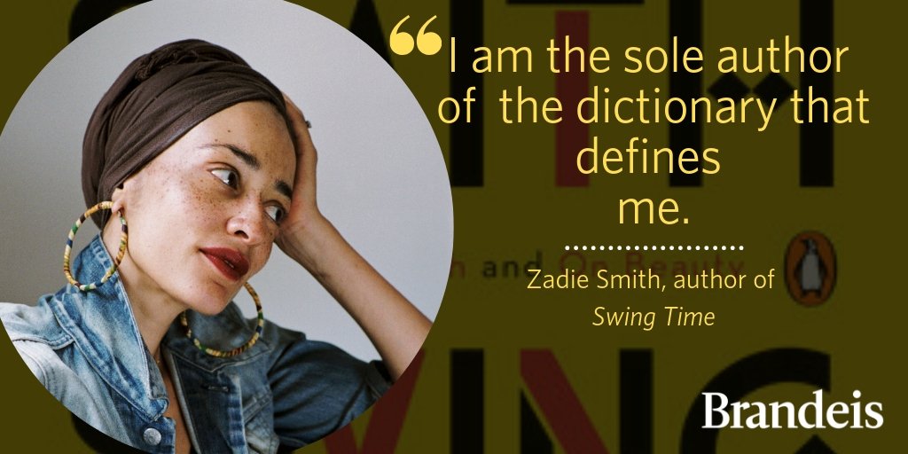 Zadie Smith will be speaking at the 28th Helen and Philip Brecher New Student Forum for a discussion and Q&amp;A about her novel, &quot;Swing Time.&quot; Spingold Theater Sept. 12, 8 p.m.  The whole #Brandeis community is invited!