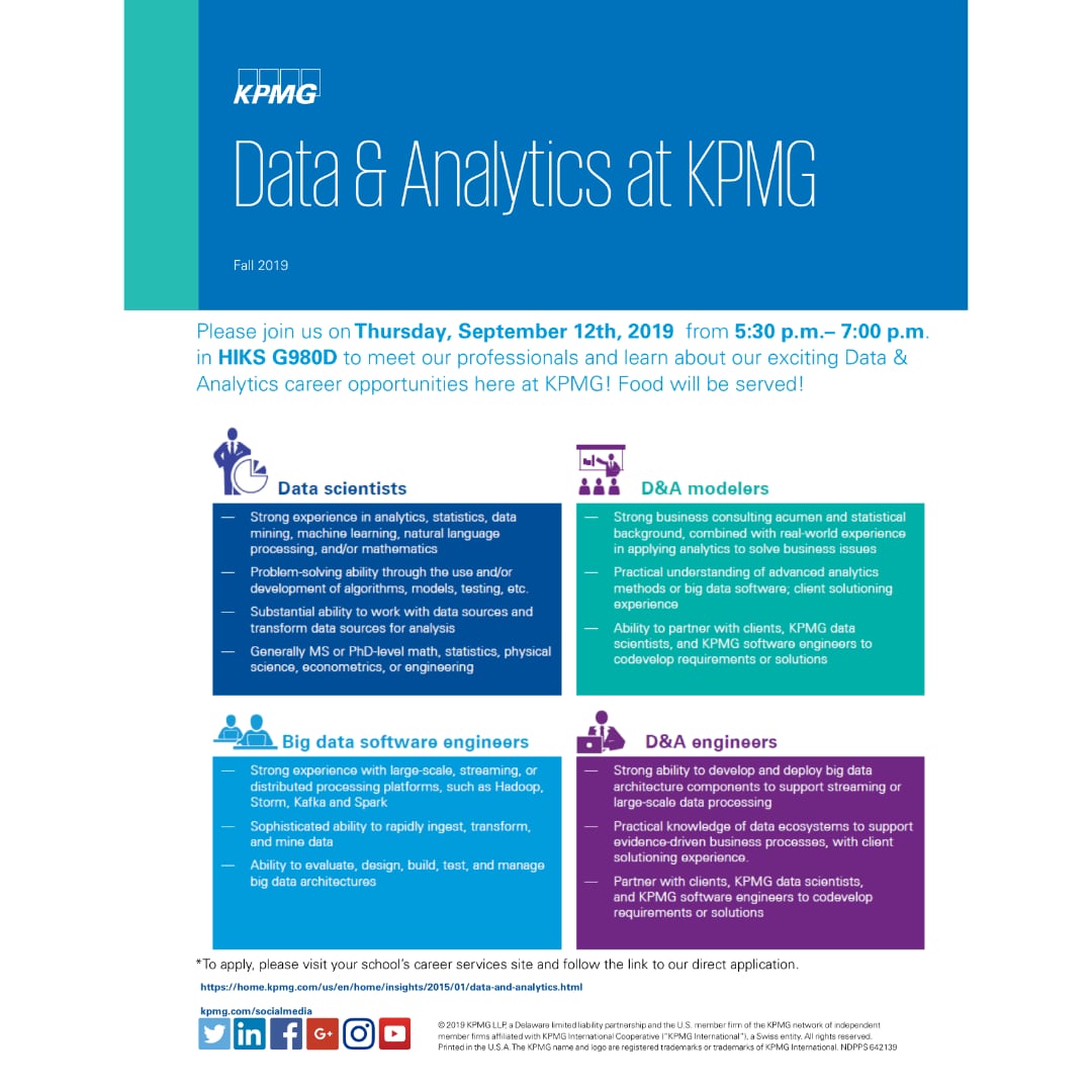 #PurduePolytechnic students, here&#39;s an addition to CIT Week. KPMG will be holding a company information session on Thursday (Sept. 12) from 5:30–7 p.m. in HIKS room G980D. Stop by to learn about data &amp; analytics career opportunities. Food will be served. @PurdueCCO