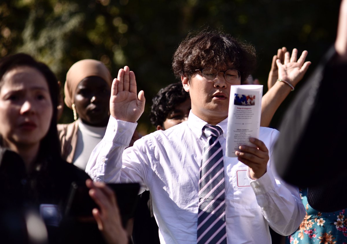 99 people became United States citizens today during a U.S. District Court Naturalization ceremony at Miami University Hamilton. @MDPitmanJournal @journalnews @MiamiRegionals @miamiuniversity #ConstitutionDay