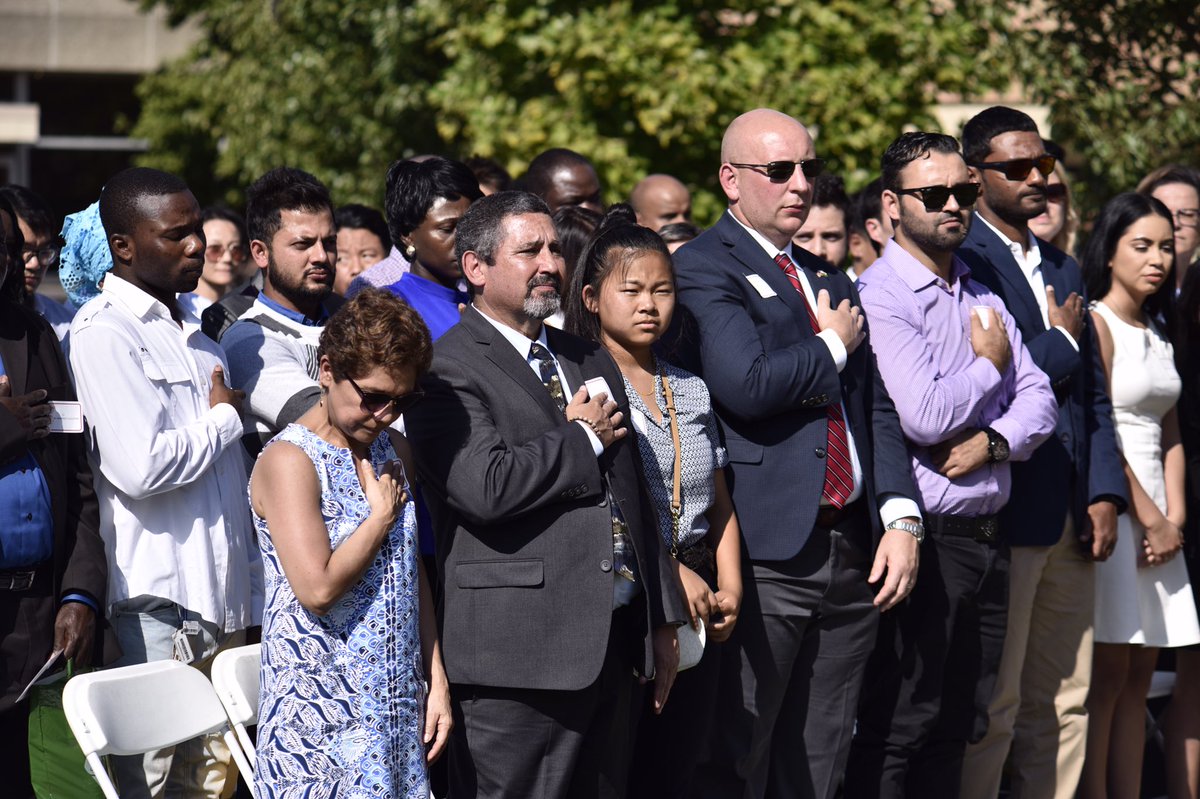 99 people became United States citizens today during a U.S. District Court Naturalization ceremony at Miami University Hamilton. @MDPitmanJournal @journalnews @MiamiRegionals @miamiuniversity #ConstitutionDay