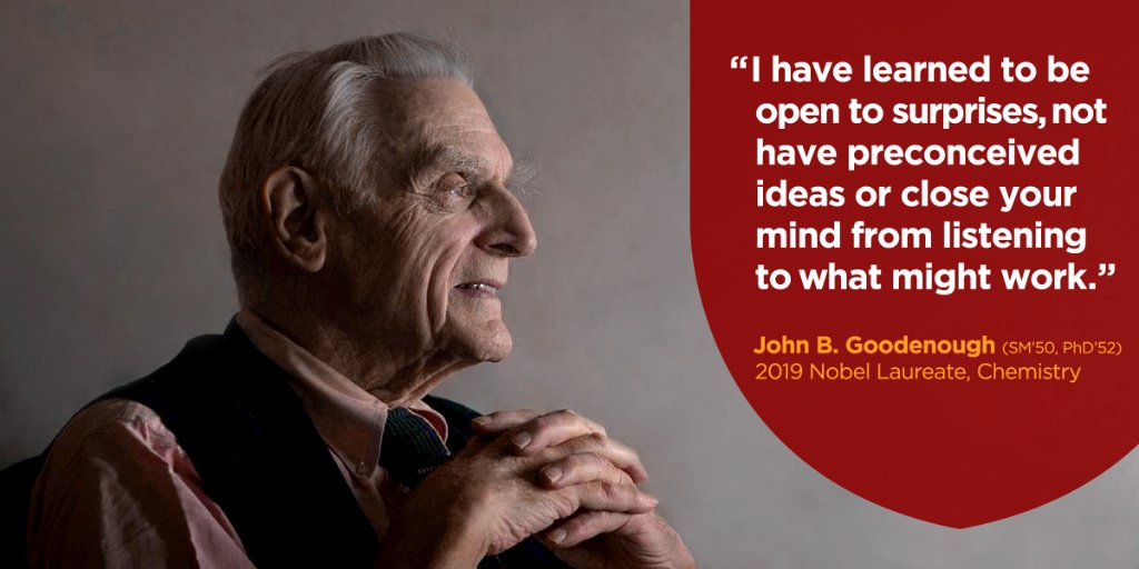 On December 10th, John B. Goodenough, SM&#39;50, PhD&#39;52, will receive the @NobelPrize in Chemistry—making him the oldest Nobel Laureate in history at age 97 &amp; the 92nd scholar associated with #UChicago to receive the honor. 