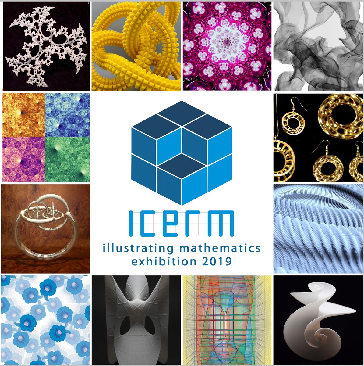 Mathematicians from around the world converged on @BrownUniversity @ICERM for the semester-long Illustrating Mathematics program. Now some visual highlights, bridging many branches of mathematics and artistic styles, have been packaged in a book, ICERM&#39;s first catalog.